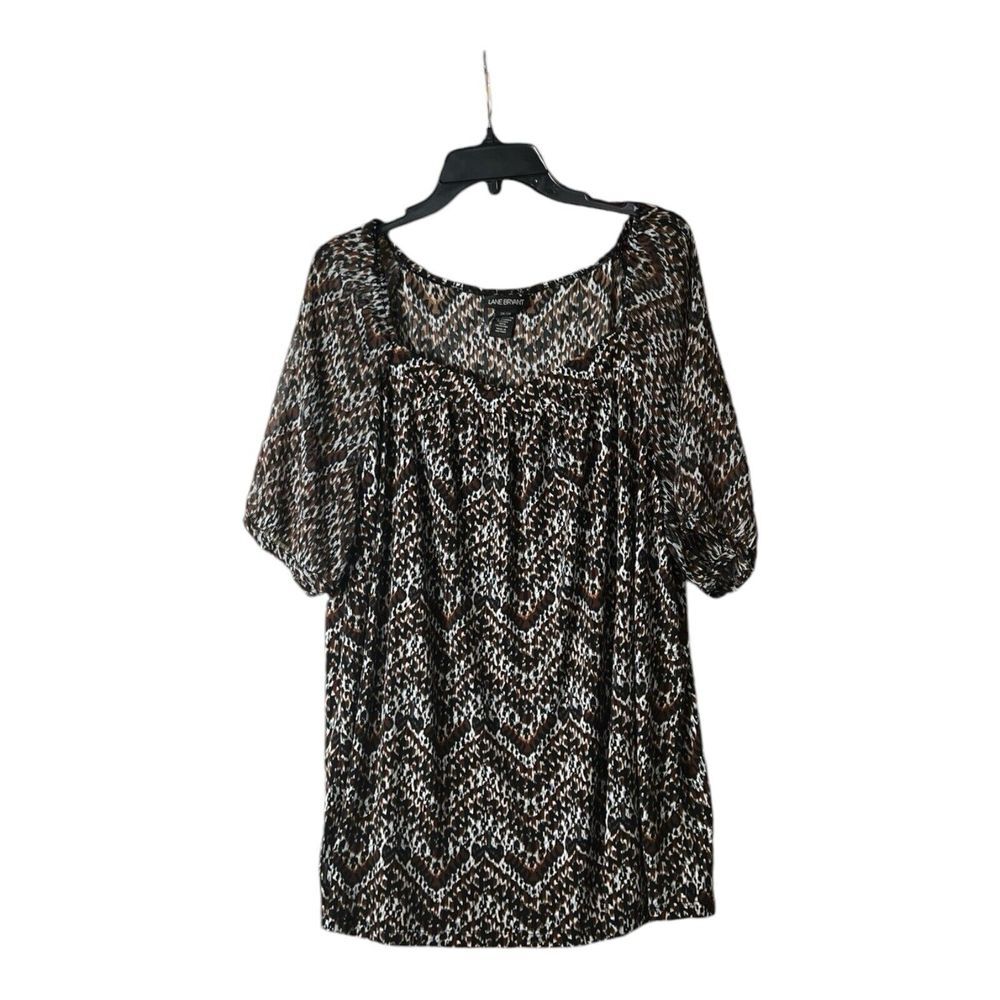 Lane Bryant Women's Top Size 26/28 (4X) Brown Black White‎ Short Sleeves Cool